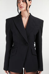Lace-up oversized blazer